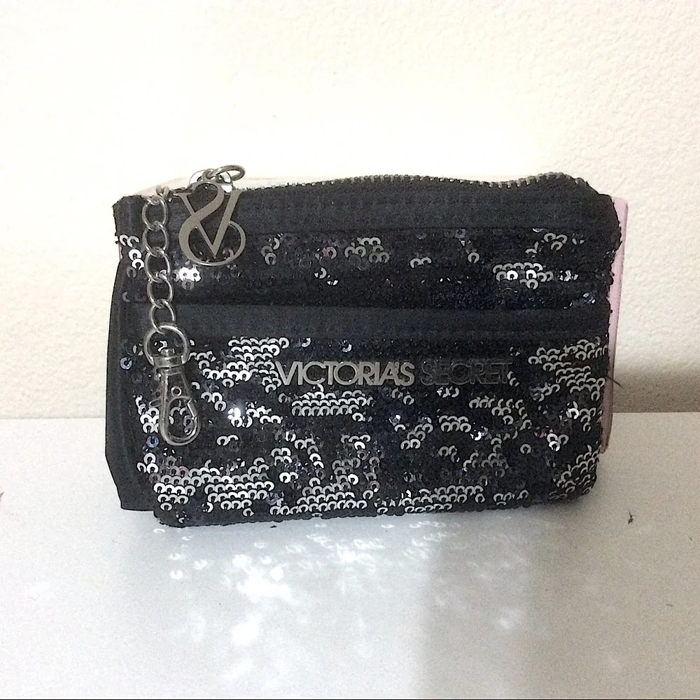Victoria’s Secret Keychain Sequin Wallet Black